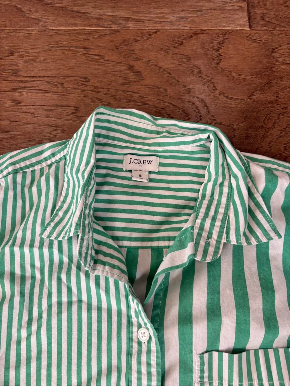 J Crew button up cotton shirt signature fit mix striped green top size small